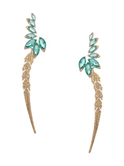 Eye Candy La Women's Luxe Ellie Goldtone Cubic Zirconia Wing Dangle Earrings In Brass