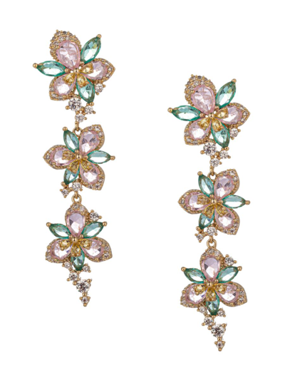 Eye Candy La Women's Luxe Aria Goldtone & Cubic Zirconia Floral Drop Earrings In Brass