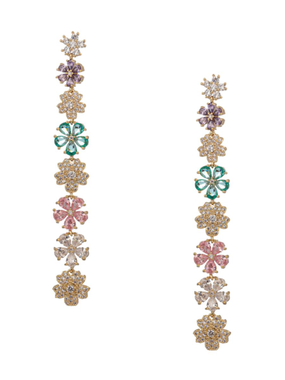 Eye Candy La Women's Luxe Emily Daisy Pastel Cubic Zirconia Floral Drop Earrings In Brass