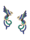 Eye Candy La Cz Bird Dangle Earrings In Blue