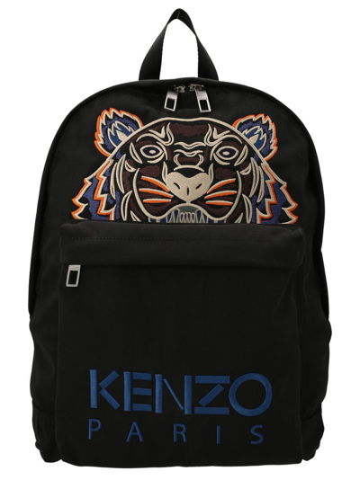 Kenzo Kampus Tiger Embroidered Backpack In Black