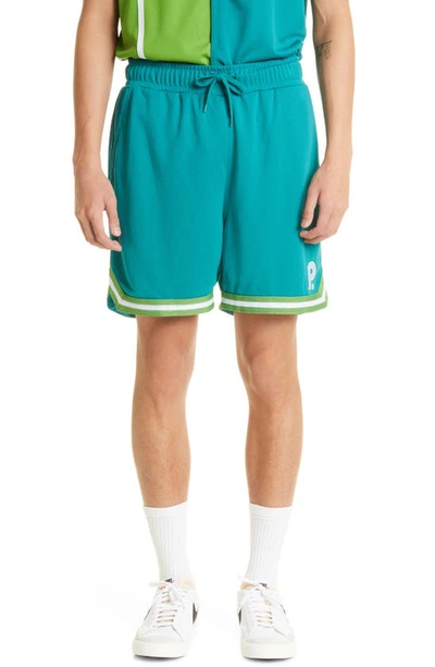 Paterson Courtside Mesh Warm-up Shorts In Green Multi