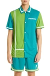 PATERSON COURTSIDE MESH WARM-UP SHORT SLEEVE SNAP FRONT SHIRT