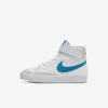 Nike Blazer Mid '77 Little Kids' Shoes In White,yellow Ochre,light Bone,laser Blue