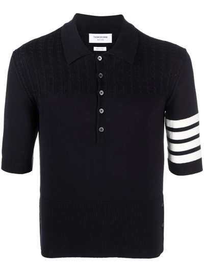 Thom Browne 4-bar Jersey Polo Shirt In Blue