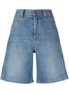 Stella Mccartney Women Denim Cotton Bermuda Shorts In Blue