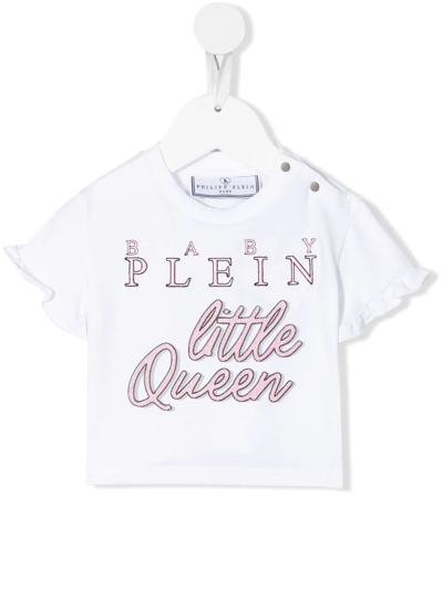 Philipp Plein Junior Babies' Logo标语印花t恤 In White