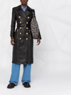 Balmain Black Double-breasted Leather Jacket In Black