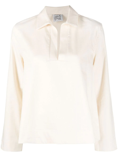 Baserange Onda Collared Shirt In Nude