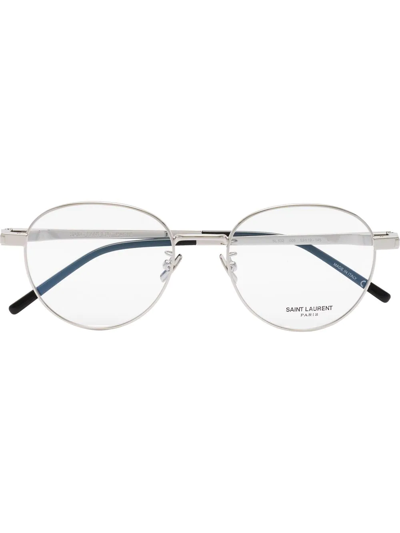 Saint Laurent Sl532 Round-frame Glasses In Silber