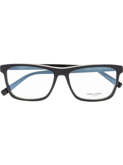 Saint Laurent Rectnagular-frame Eyeglasses In Schwarz