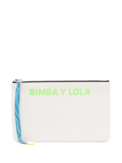 Bimba Y Lola Logo-plaque Wallet In Neutrals