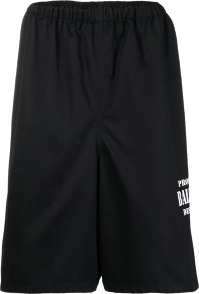 Balenciaga Men's Nylon Track Suit Shorts In Black
