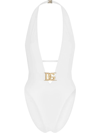 DOLCE & GABBANA PLUNGE-NECK BELTED SWIMSUIT