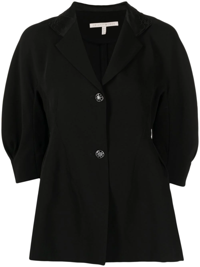 Shiatzy Chen Spread-collar Single-breasted Jacket In Black