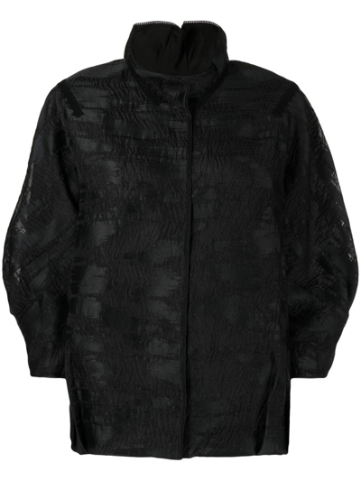 Shiatzy Chen Full-jacquard Stand-up Collar Jacket In Black