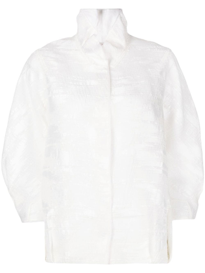 Shiatzy Chen Full-jacquard Stand-up Collar Jacket In White