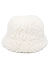 Prada Logo-plaque Wool-blend Bucket Hat In White