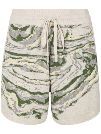 Twenty Montreal Intarsia-pattern Track Shorts In Cream