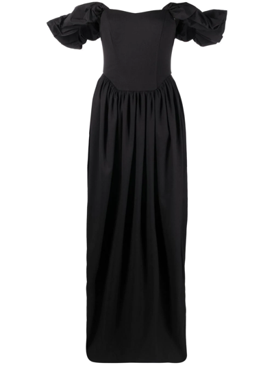 V:pm Atelier Farah Off-shoulder Maxi Dress In Schwarz