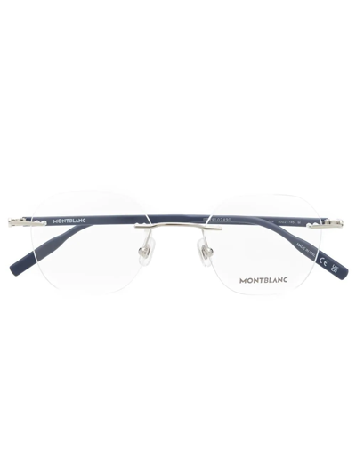 Montblanc Frameless Round Glasses In Blau