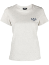 Apc A.p.c. Logo Embroidered Crewneck T In Grau