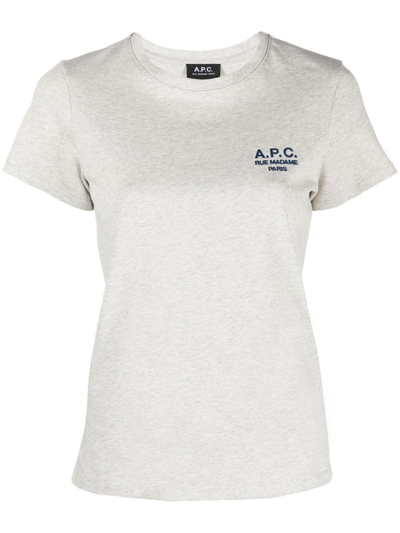 Apc Denise T-shirt With Logo Embroidery In Grey