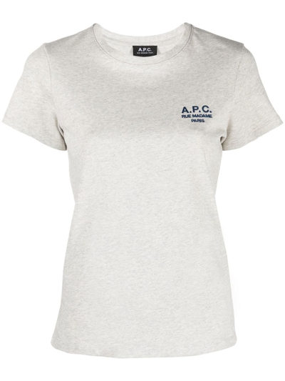 Apc A.p.c. Logo Embroidered Crewneck T In White