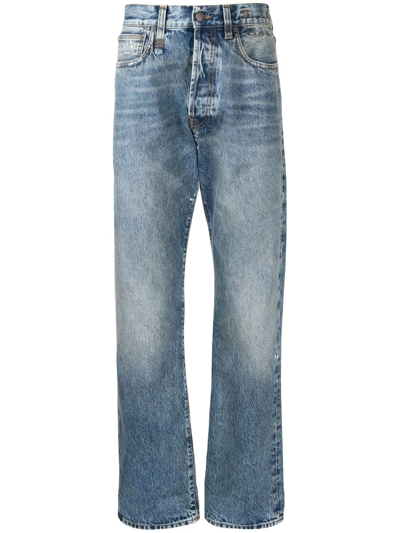 R13 Stonewashed Straight-leg Jeans In Blau