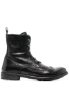 Officine Creative Punch-hole Detailed Leather Boots In Schwarz