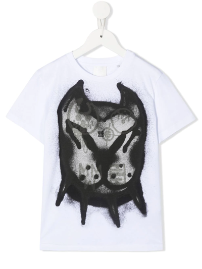 Givenchy Kids' Graffiti-print Short-sleeve T-shirt In White