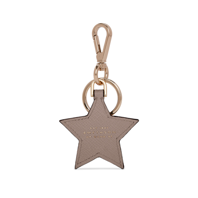 Smythson Star Keyring In Panama In Taupe