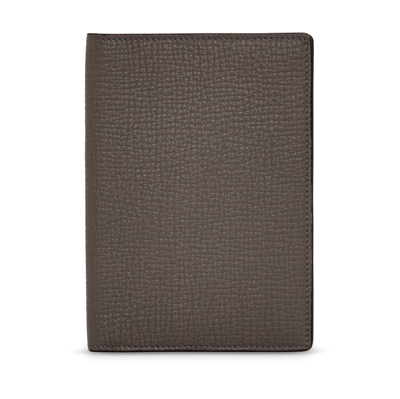 Smythson Passport Cover In Ludlow In Dark Taupe