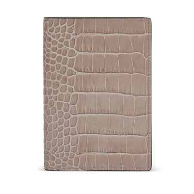 Smythson Mara Croc-embossed Leather Passport Cover In Taupe