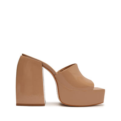 Schutz Aretha Snake-embossed Platform Sandals In New Pessego