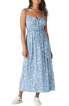 Lucky Brand Floral Smock Waist Dress In Blue Multi