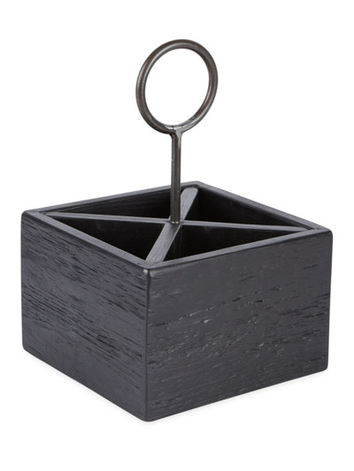 Etu Home Barcelona Wood Silverware Caddy In Black