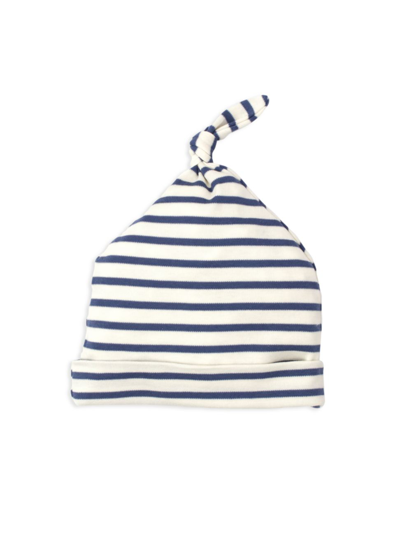 Kissy Love Baby's Basic Striped Top-knot Hat In Navy