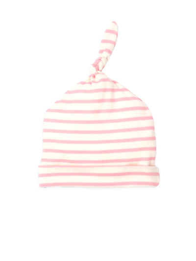 Kissy Love Baby's Basic Striped Top-knot Hat In Pink