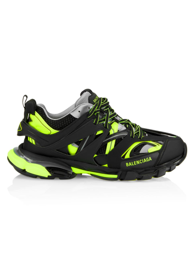 Balenciaga Black And Neon Yellow Track Low-top Sneakers In Black,yellow