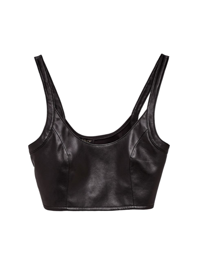 As By Df Mercury Recycled Leather & Knit Bralette Top In Black