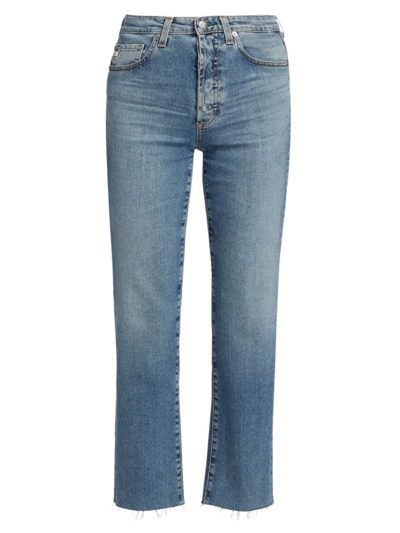 Ag Alexxis High-rise Slim-straight Crop Jeans In Blue