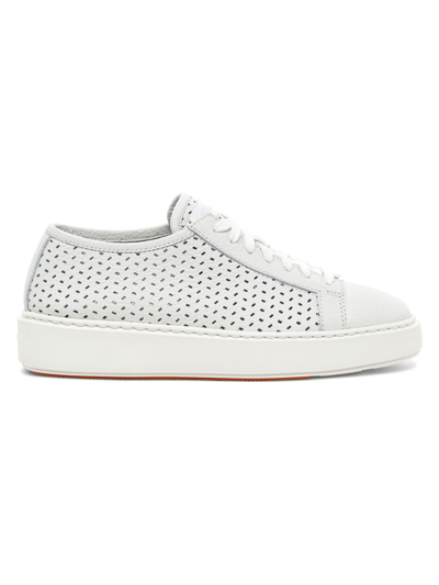 Santoni Laser Cut Low-top Trainers In White