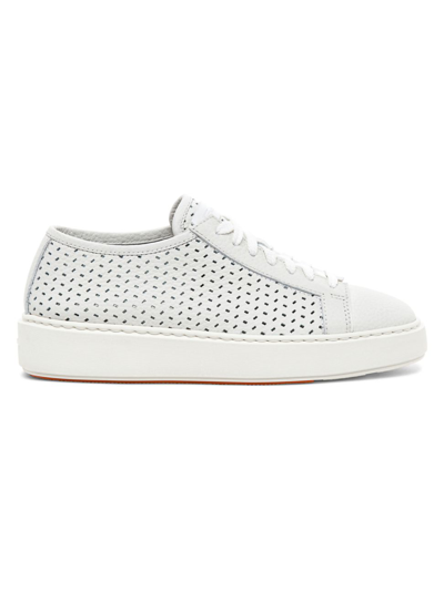 Santoni Laser Cut Low-top Sneakers In White ModeSens