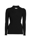 Saint Laurent Rib-knit Collared Sweater In Black