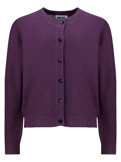 Molo Kids' Grace Cotton-blend Cardigan In Purple