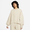 Nike Women's  Sportswear Collection Essentials Oversized Fleece Crew Sweatshirt In Sanddrift/white
