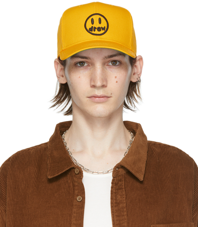 Drew House Ssense Exclusive Yellow Painted Mascot Cap In Yellow/black