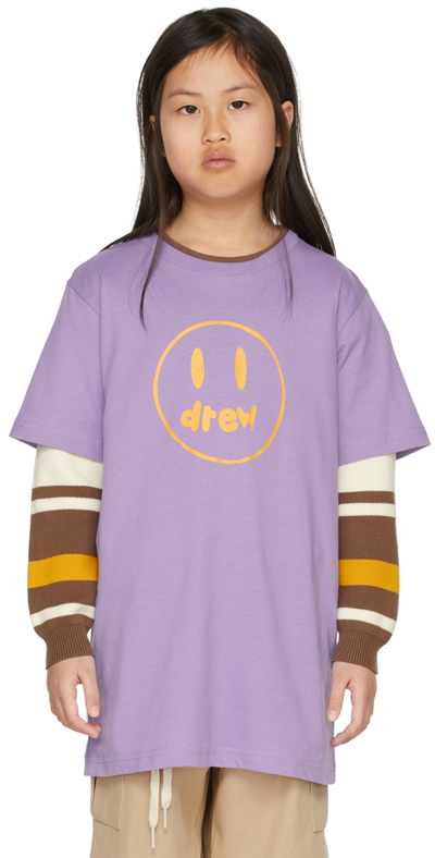 Drew House Ssense Exclusive Kids Purple Painted Mascot T-shirt In Lavender