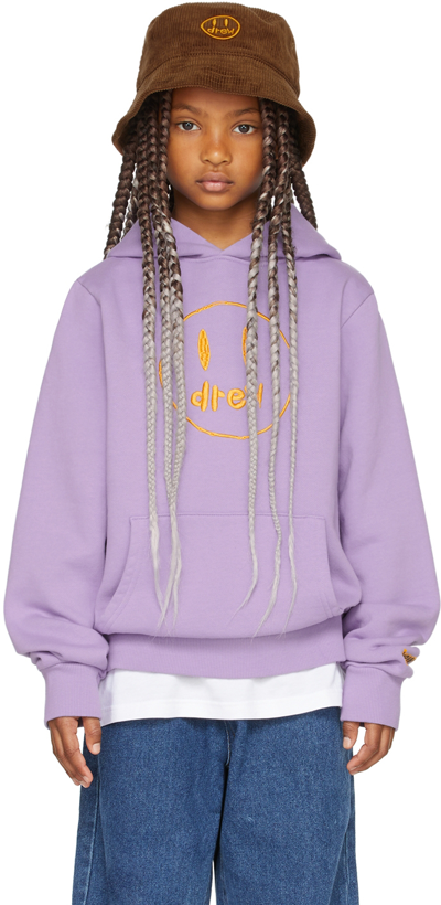 Drew House Ssense Exclusive Kids Purple Painted Mascot Hoodie In Lavender